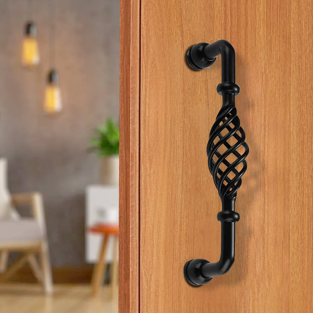 Vintage black birdcage cabinet handle crafted from iron for kitchen cupboards and furniture drawers — view 2