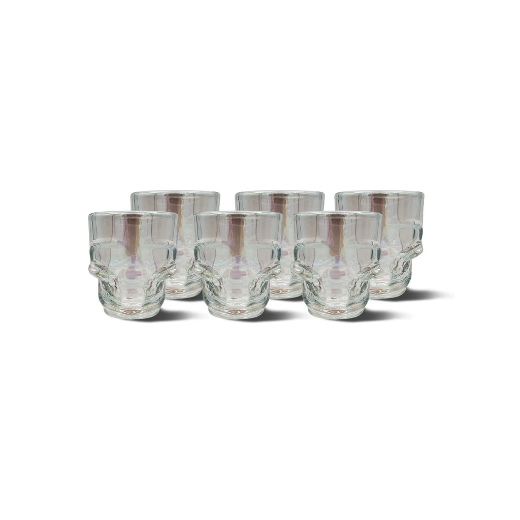 Set of 6 Skull Shot Glasses – 1.75 oz Glass Novelty Drinkware for Halloween Parties, Cocktail Bars & Home Decor-0