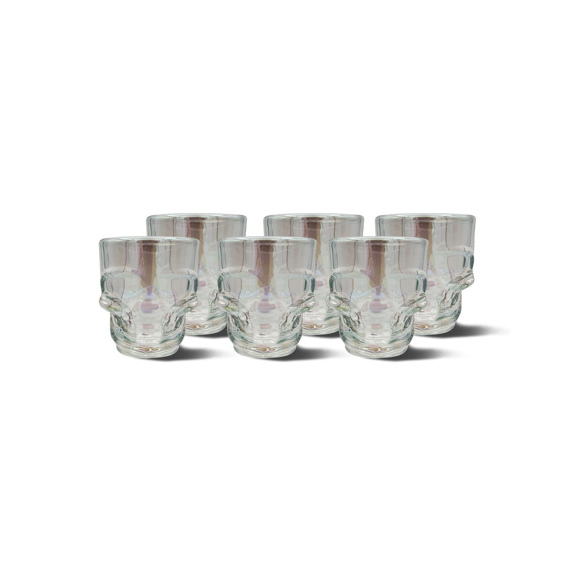 Set of 6 Skull Shot Glasses – 1.75 oz Glass Novelty Drinkware for Halloween Parties, Cocktail Bars & Home Decor-0