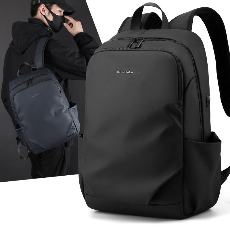Classic black anti-theft men's business laptop backpack with multiple organizational pockets and secure compartments — view 2