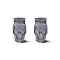 Smoke tinted skull mason jar set with two 16oz glass containers and matching airtight storage lids