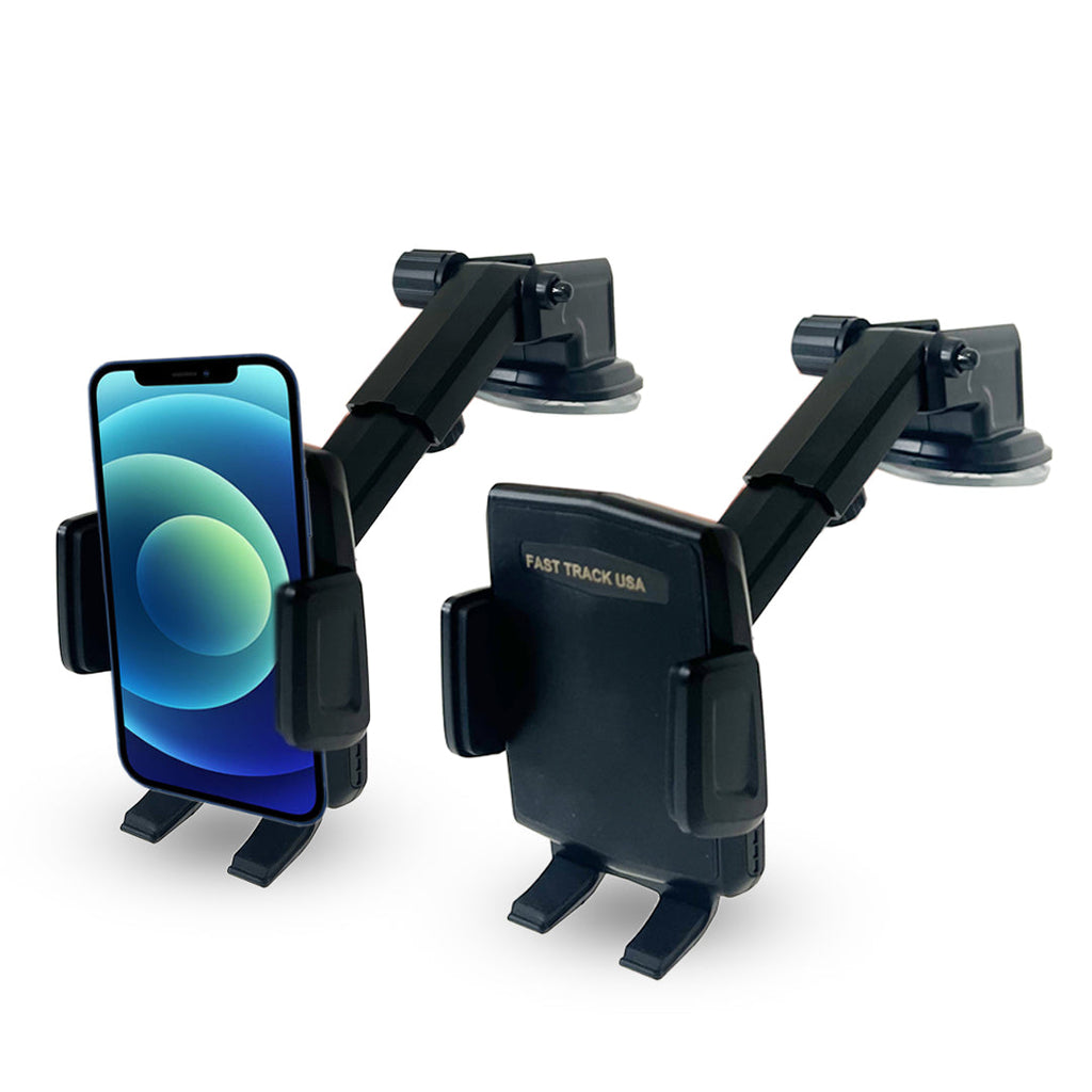 360 car phone mount holder attached to a vehicle dashboard displaying a smartphone screen securely. — view 3