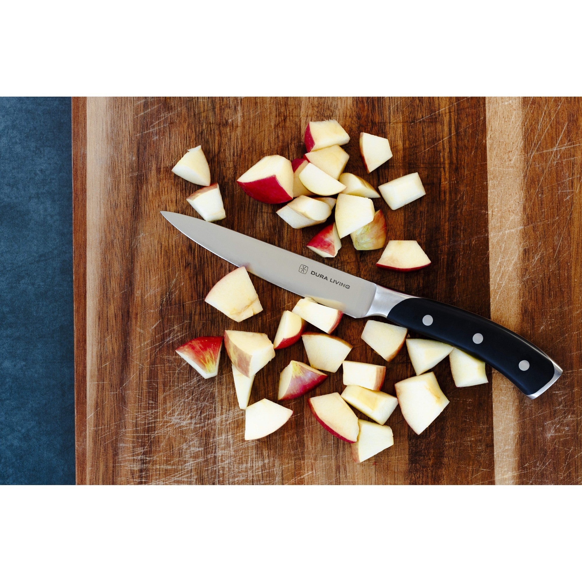 Elite 3-piece kitchen knife set with black ergonomic handles and high-carbon German steel blades — view 5
