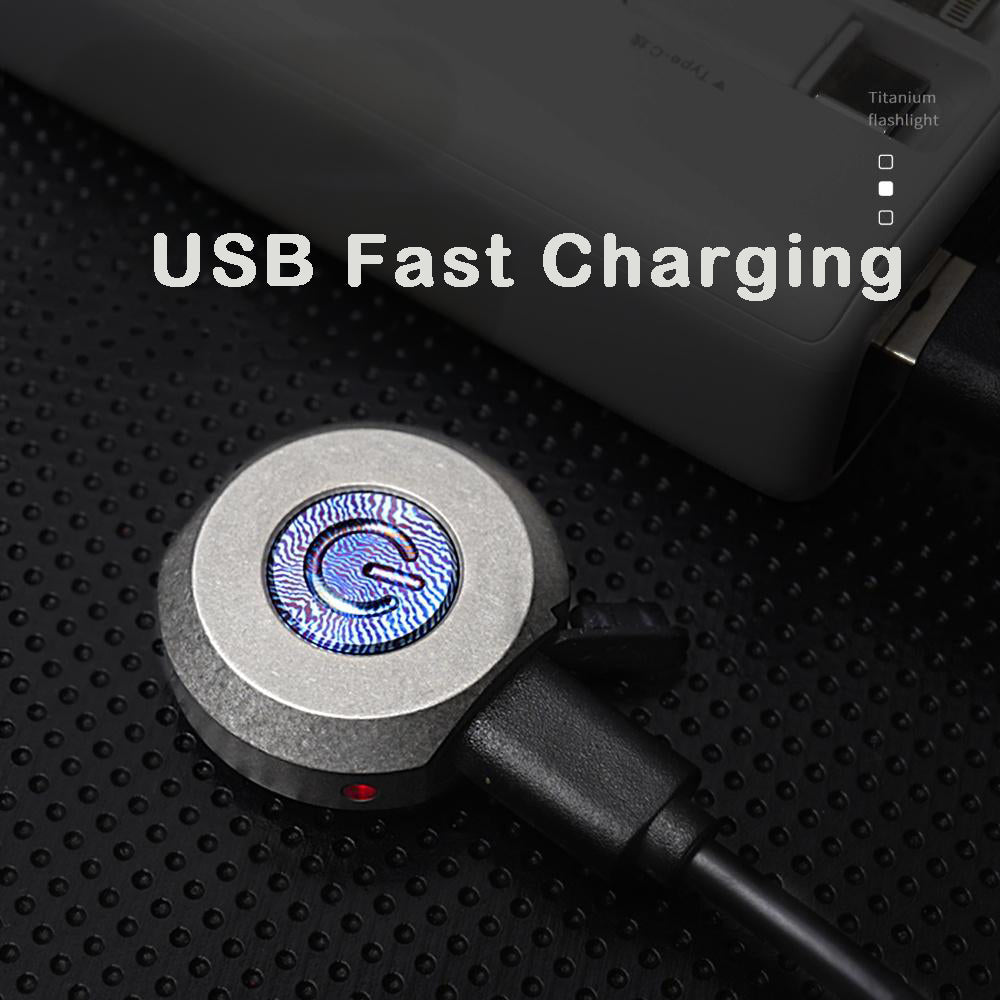 Compact titanium alloy EDC keychain flashlight with dual LED lights and sleek minimalist design — view 3