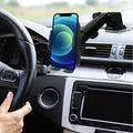 360 car phone mount holder attached to a vehicle dashboard displaying a smartphone screen securely.