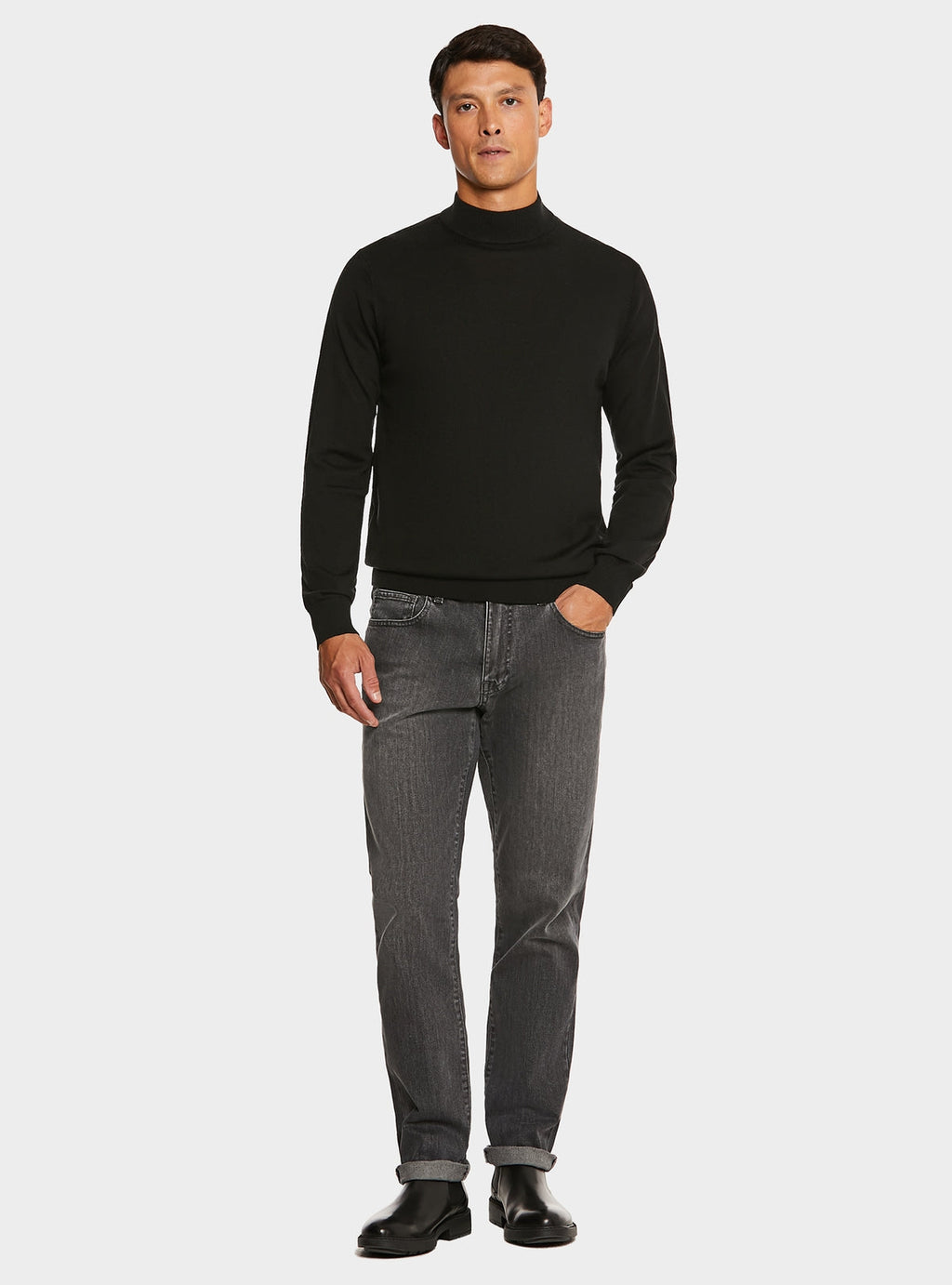 Maglia in pura lana merino mezzo collo alto-1