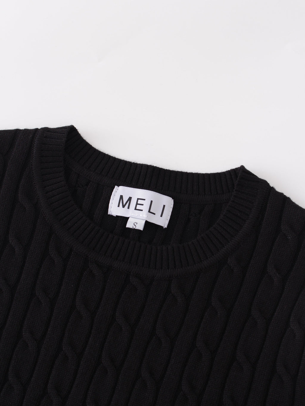 Knit Cable Sweater-Black-2
