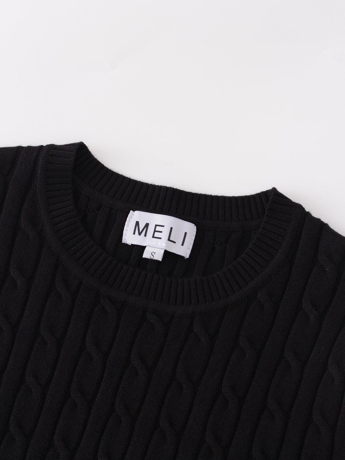 Knit Cable Sweater-Black-2