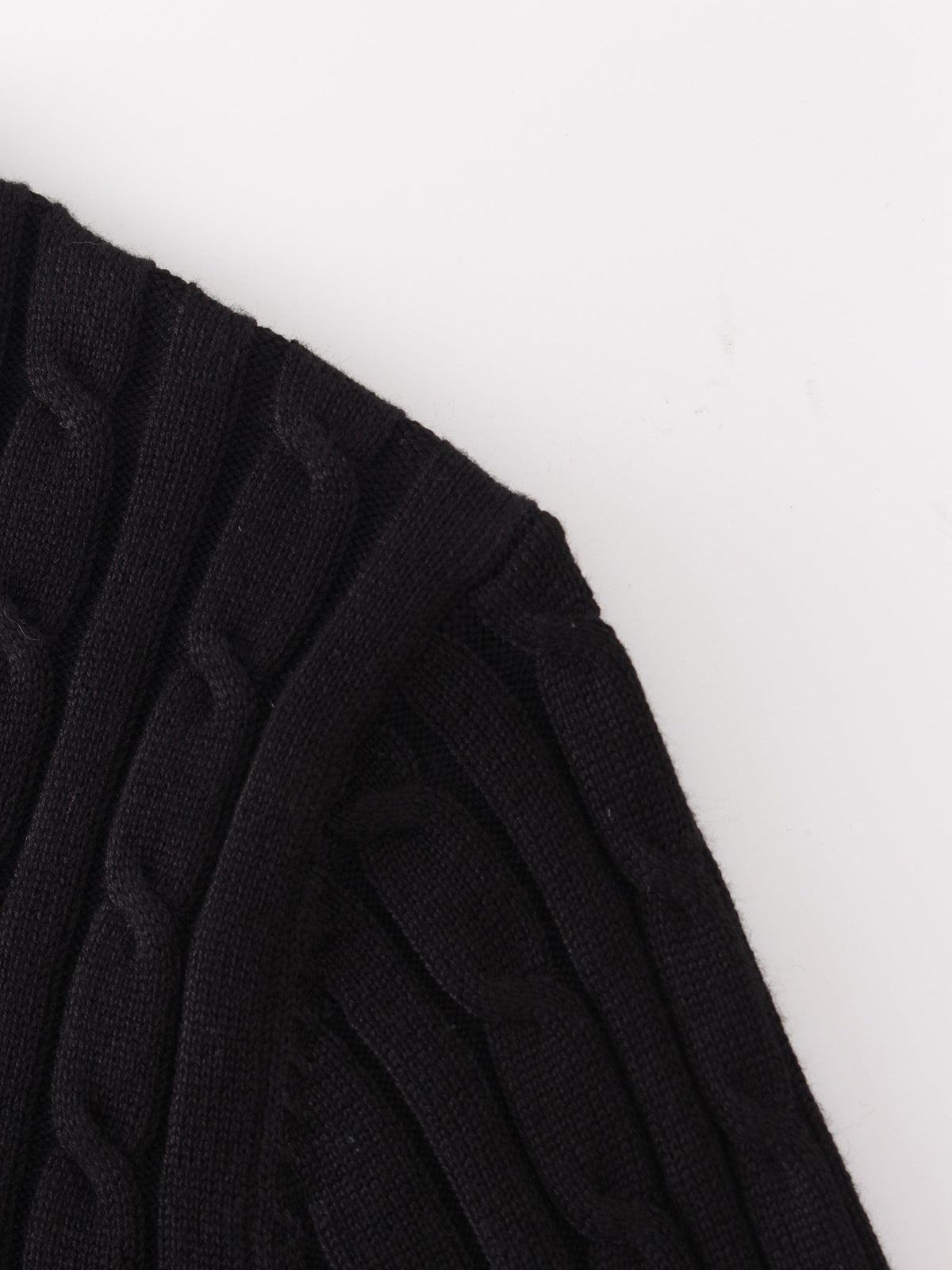 Knit Cable Sweater-Black-3