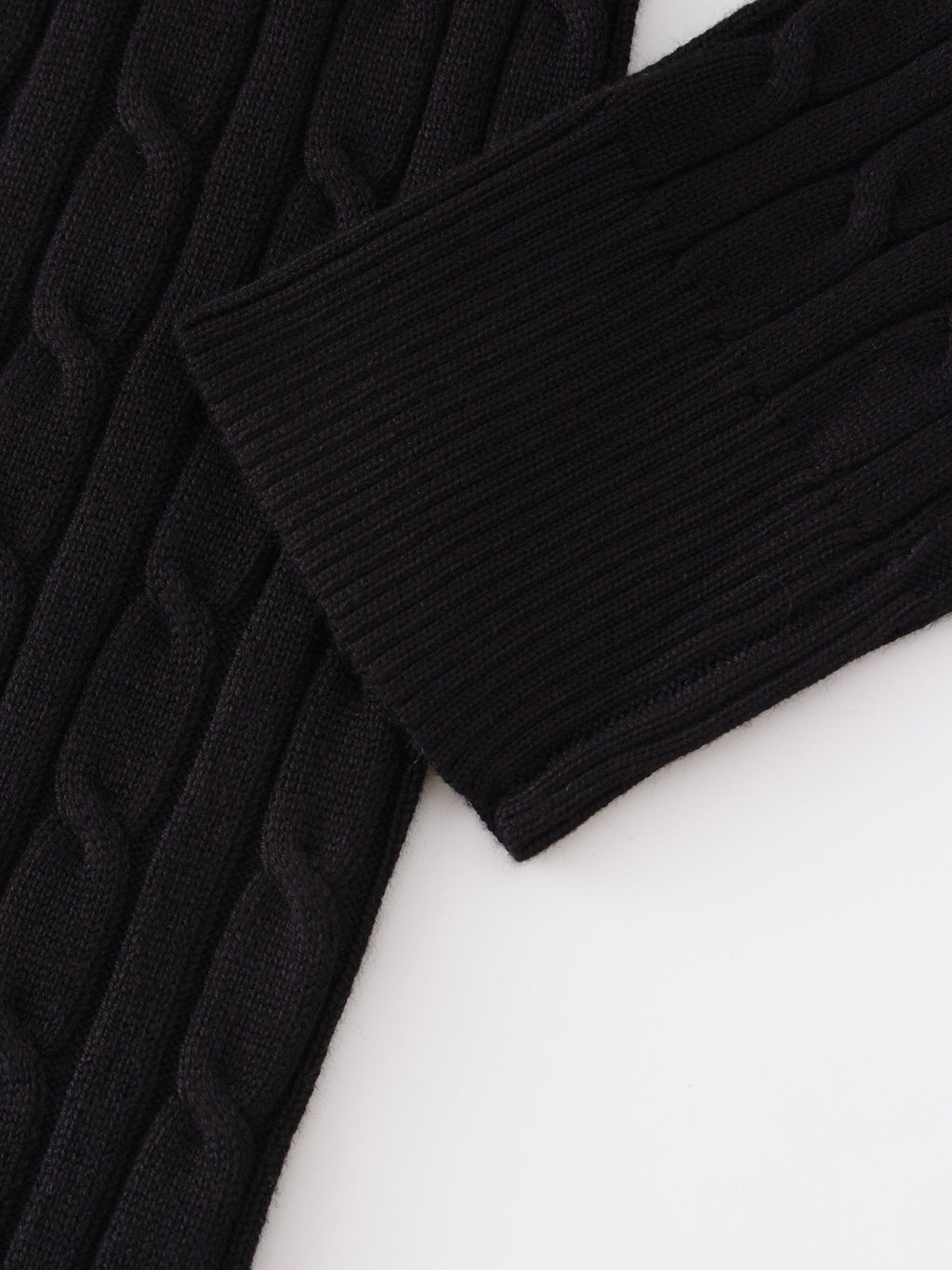 Knit Cable Sweater-Black-4