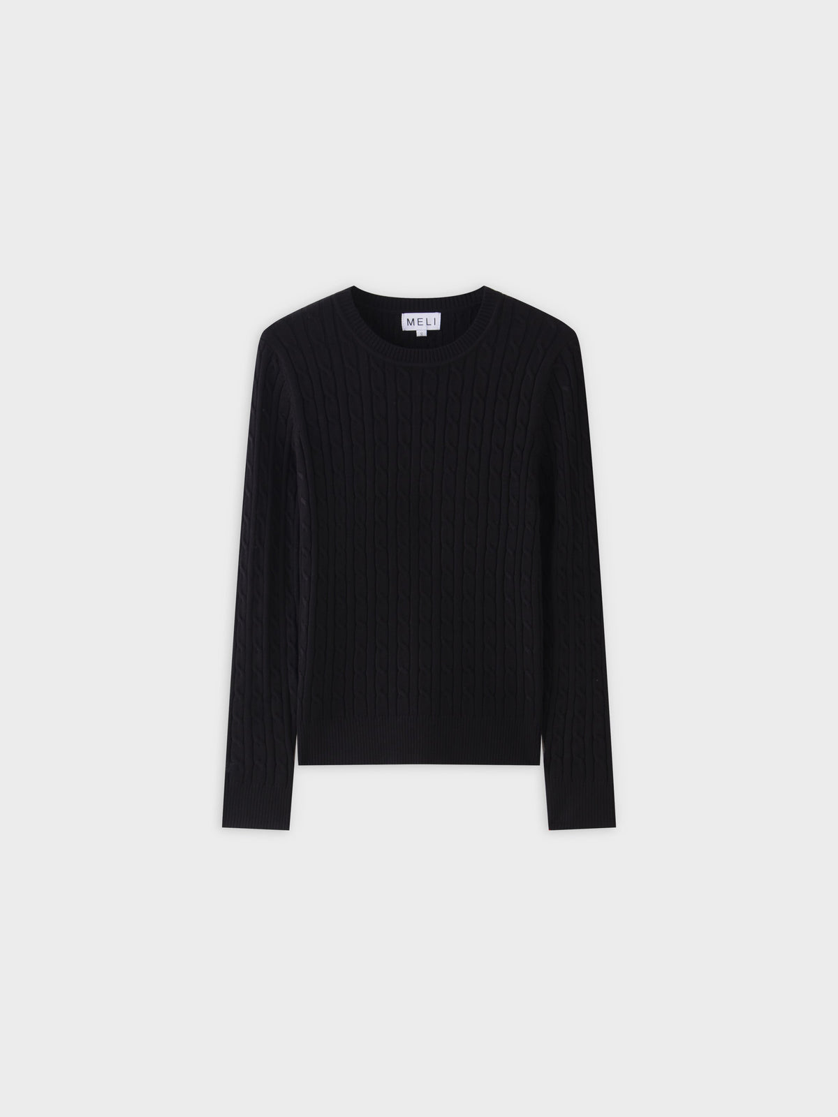 Knit Cable Sweater-Black-0