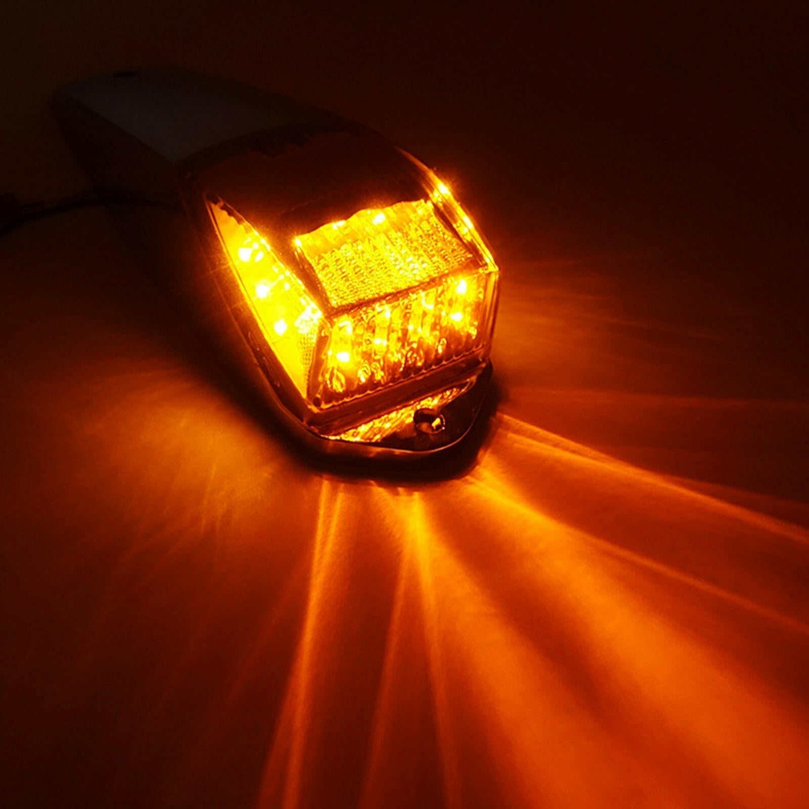 Set of five amber LED truck roof marker lights with clear lenses for heavy duty vehicles — view 5