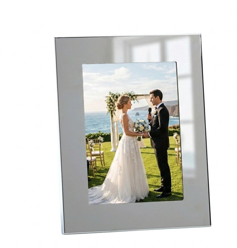 Cambridge photo frame 5x7 silver nickel plated classic tabletop picture frame with blank border