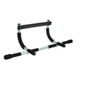 Portable iron doorway pull up bar set configured for upper body strength and grip training
