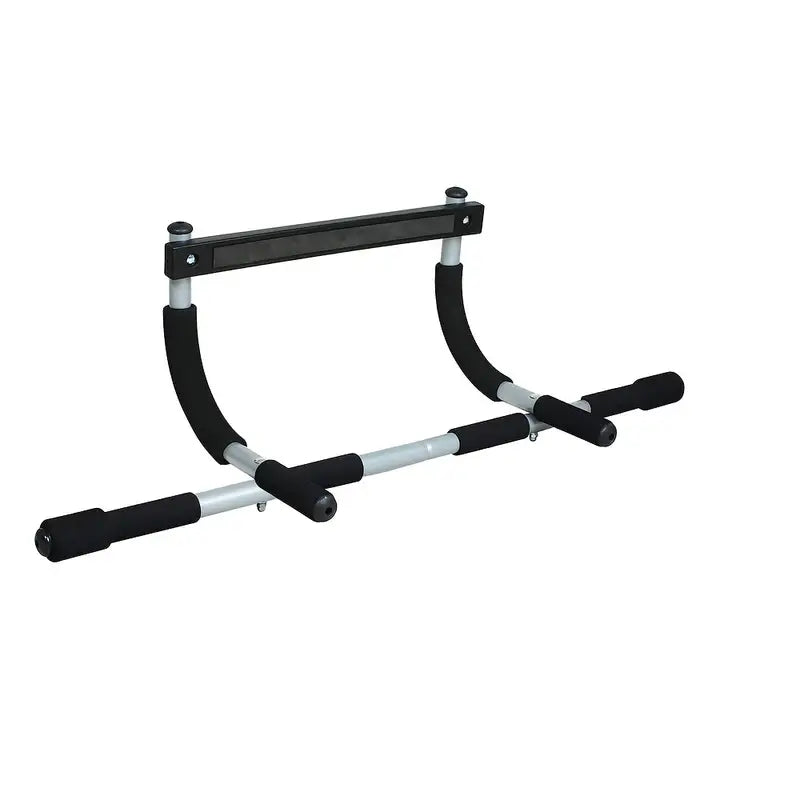 Portable iron doorway pull up bar set configured for upper body strength and grip training