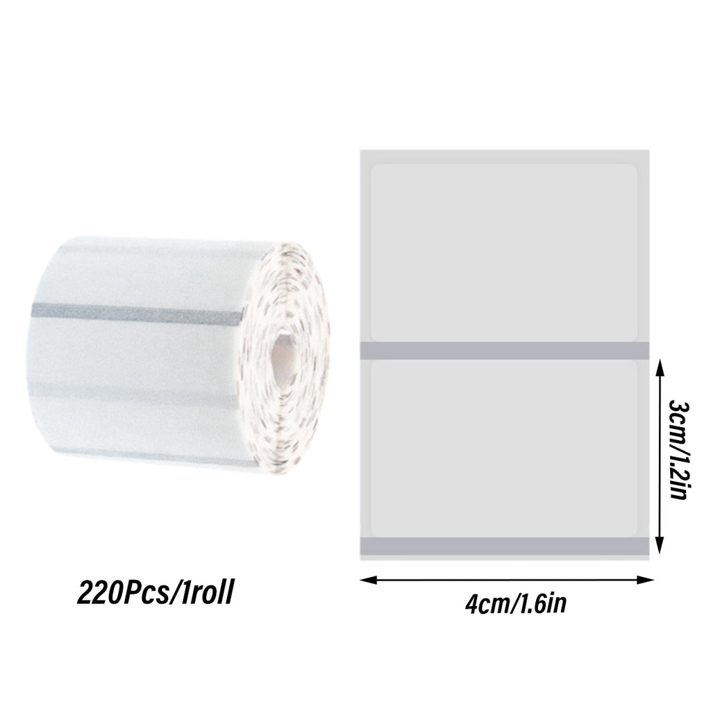 Transparent thermal label printer paper roll with clear water resistant self adhesive stickers. — view 3