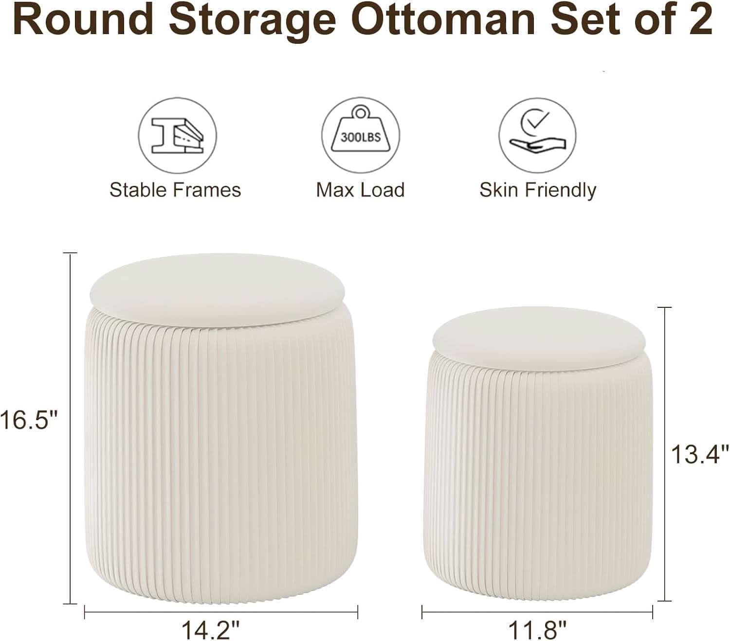 White velvet storage ottoman vanity set with reversible wooden coffee table lid and nesting design — view 2
