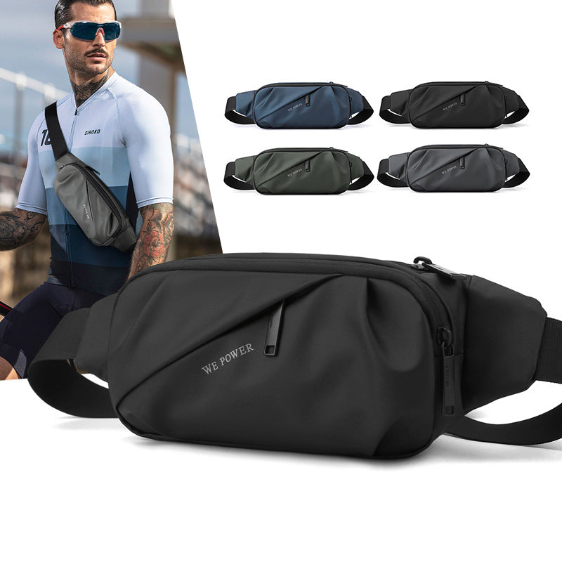 Large crossbody fanny pack with four zipper pockets for running and outdoor sports
