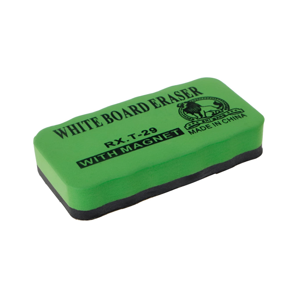 Modern magnetic whiteboard eraser with a thick felt bottom pad and brightly colored EVA plastic top — view 4