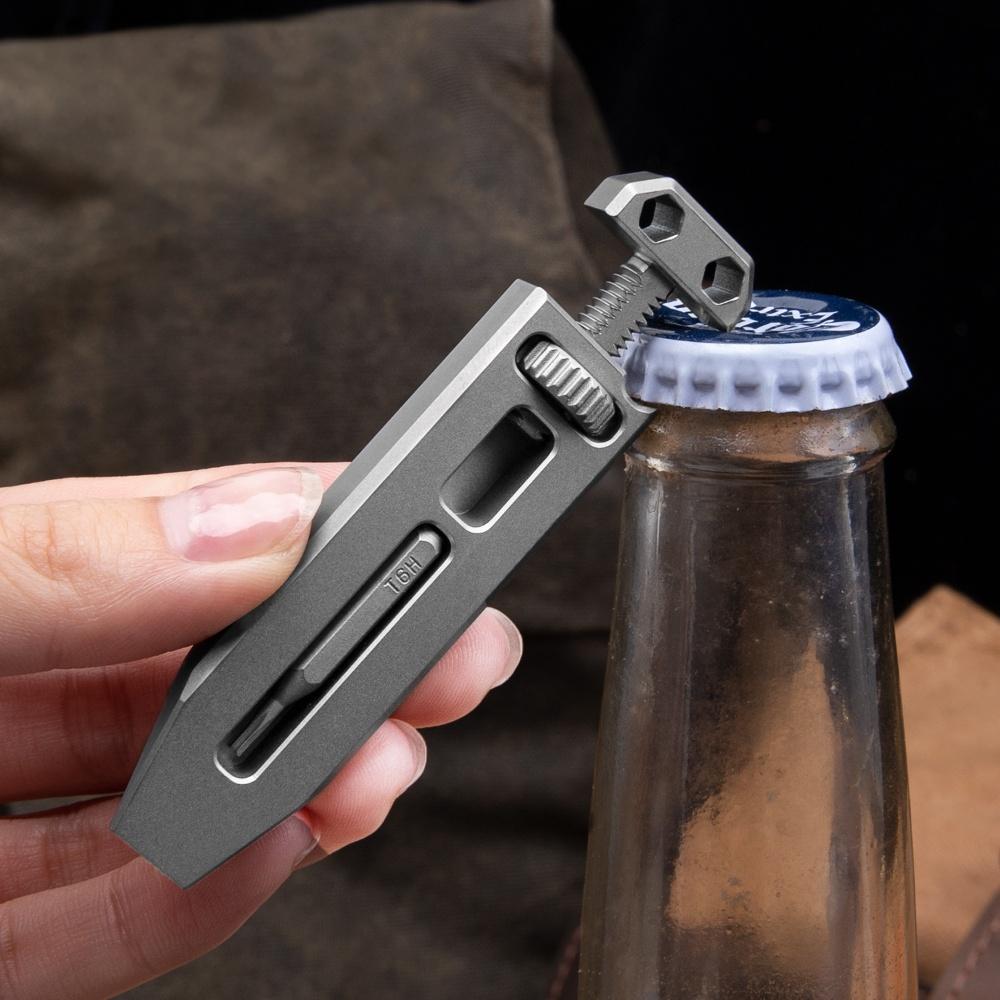 Titanium alloy telescopic multitool with wrench crowbar and screwdriver bits for everyday outdoor carry — view 2