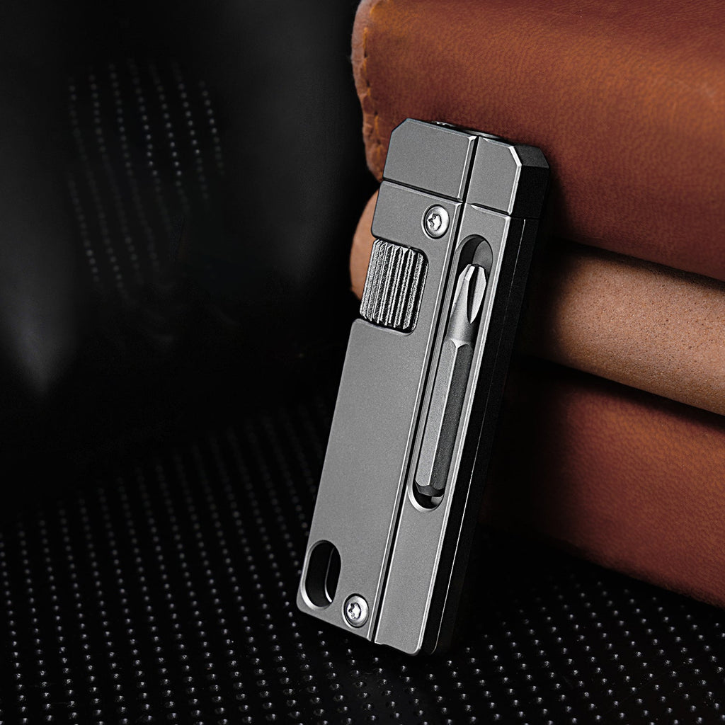 Titanium alloy EDC pocket multi-tool with wrench and screwdriver in a minimalist gray finish — view 2