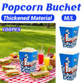 Disposable blue paper popcorn boxes with vintage print for snacks, fries, and movie nights.