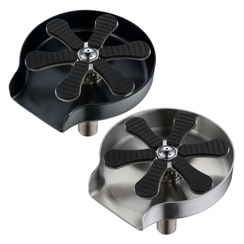 Stainless steel automatic glass rinser sink attachment with cup and water spray — view 2