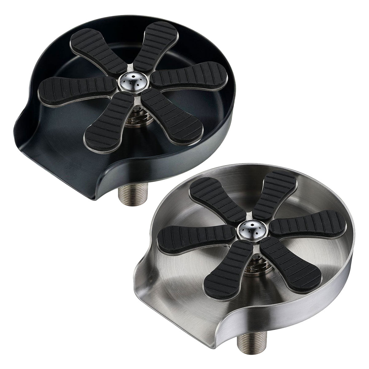 Stainless steel automatic glass rinser sink attachment with cup and water spray — view 2