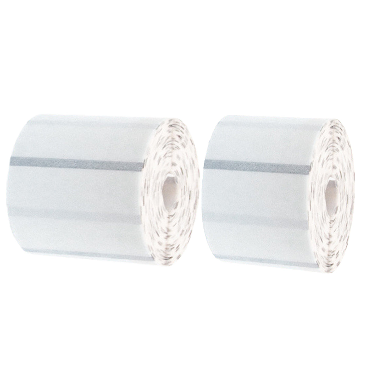 Transparent thermal label printer paper roll with clear water resistant self adhesive stickers. — view 2