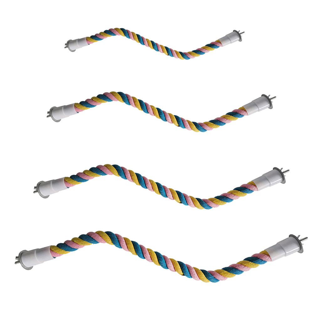 Flexible multicolour U-shaped cotton rope bird perch and climbing toy with metal screw attachments. — view 2