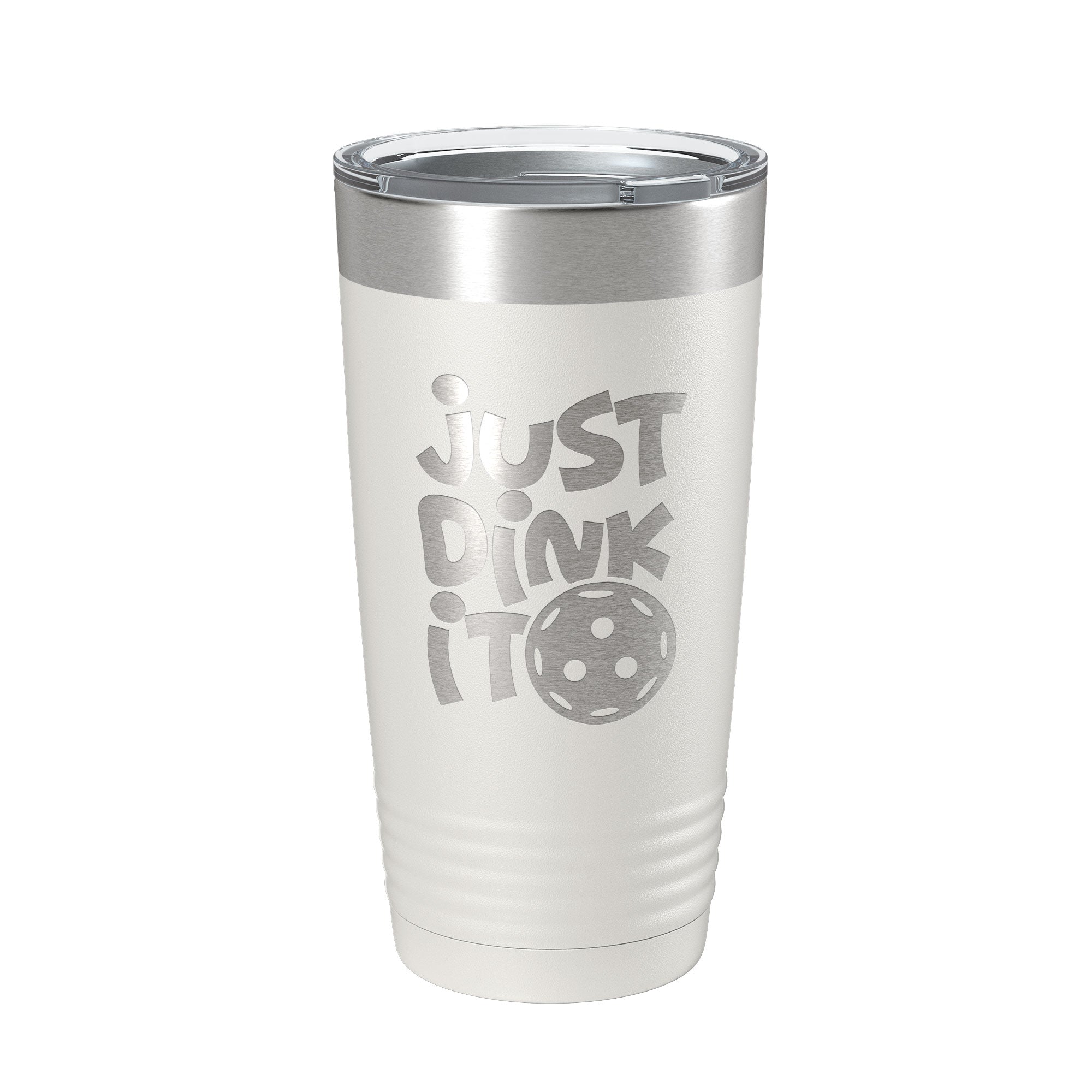 Just Dink It pickleball tumbler, 20oz stainless steel insulated travel mug with clear lid — view 2