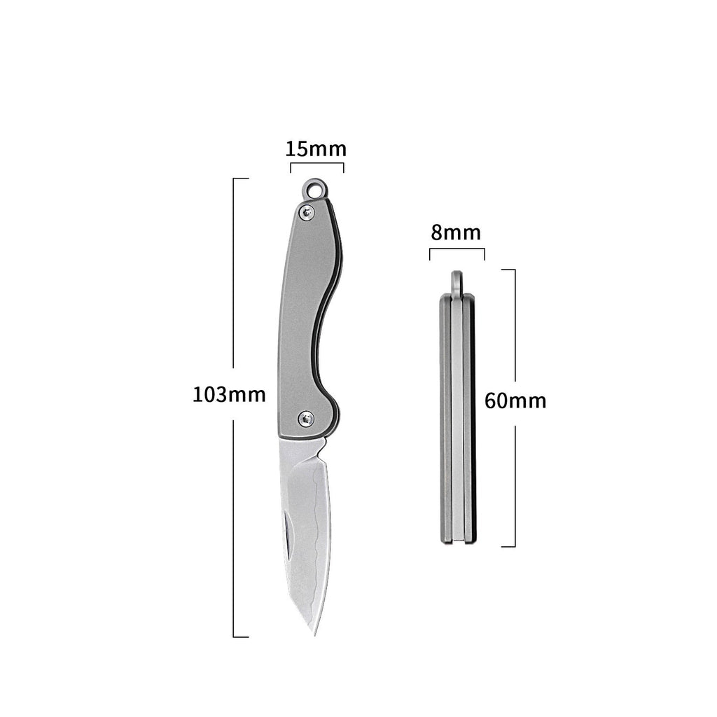 Mini folding titanium utility knife with a razor-sharp stainless steel blade and compact keychain loop — view 4