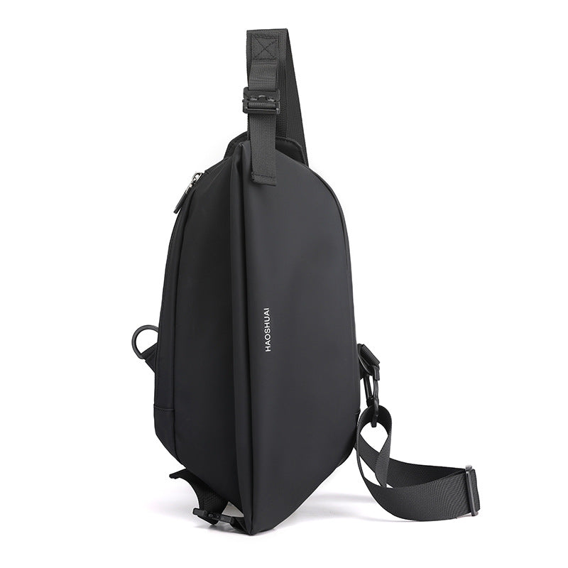 Large capacity water-resistant fanny pack in high-density nylon with four zipper pockets and adjustable crossbody strap — view 3