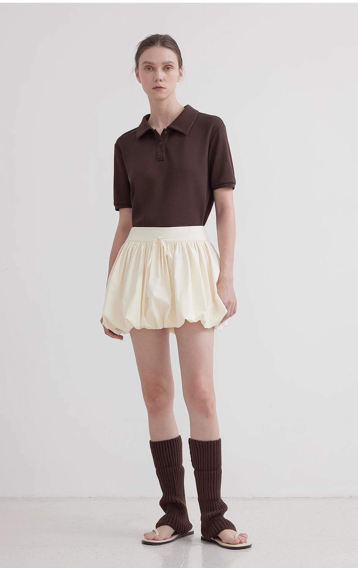Alice low waist flower bud mini skirt with built-in shorts and drawstring waistband