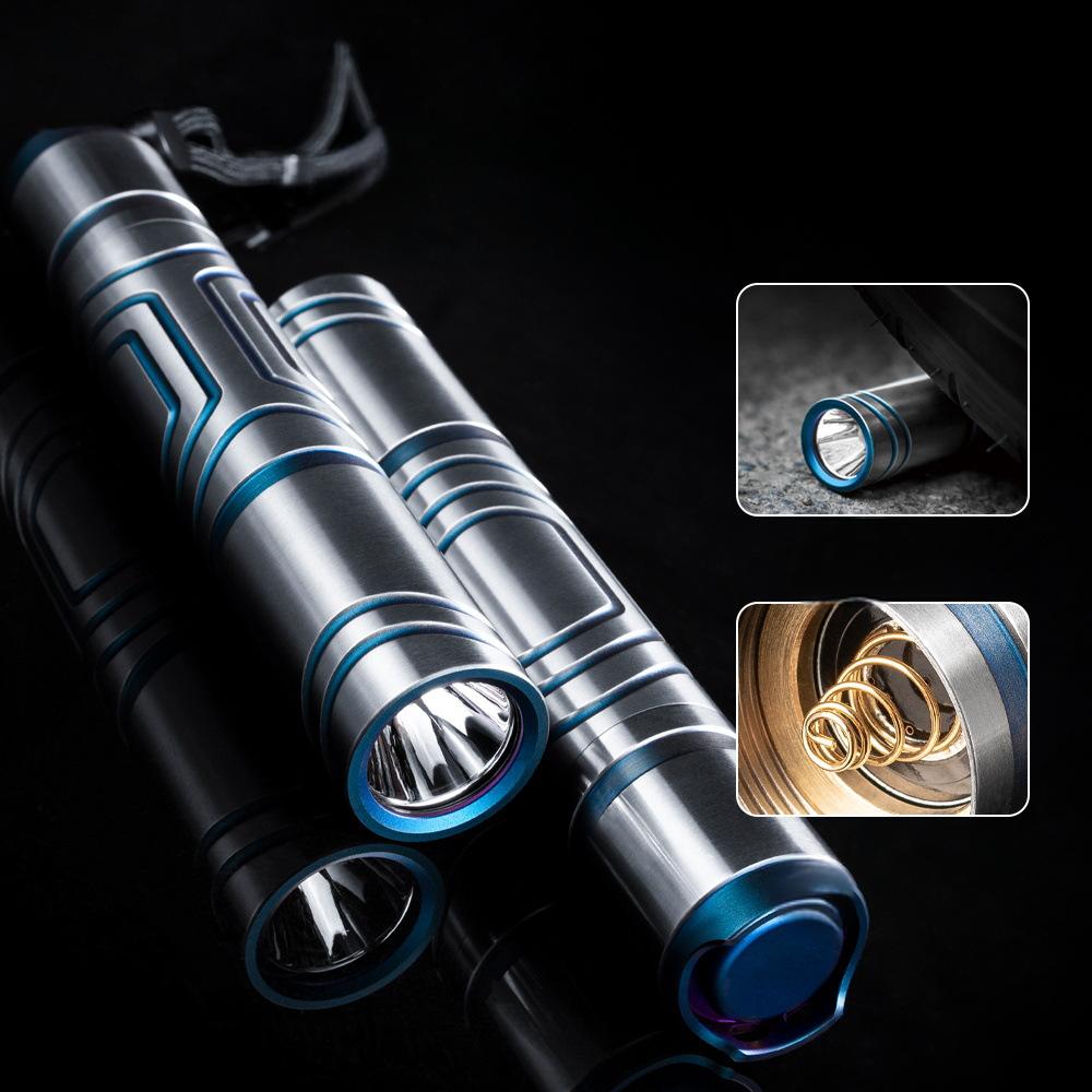 Titanium alloy tactical EDC flashlight for outdoor camping and everyday carry — view 3
