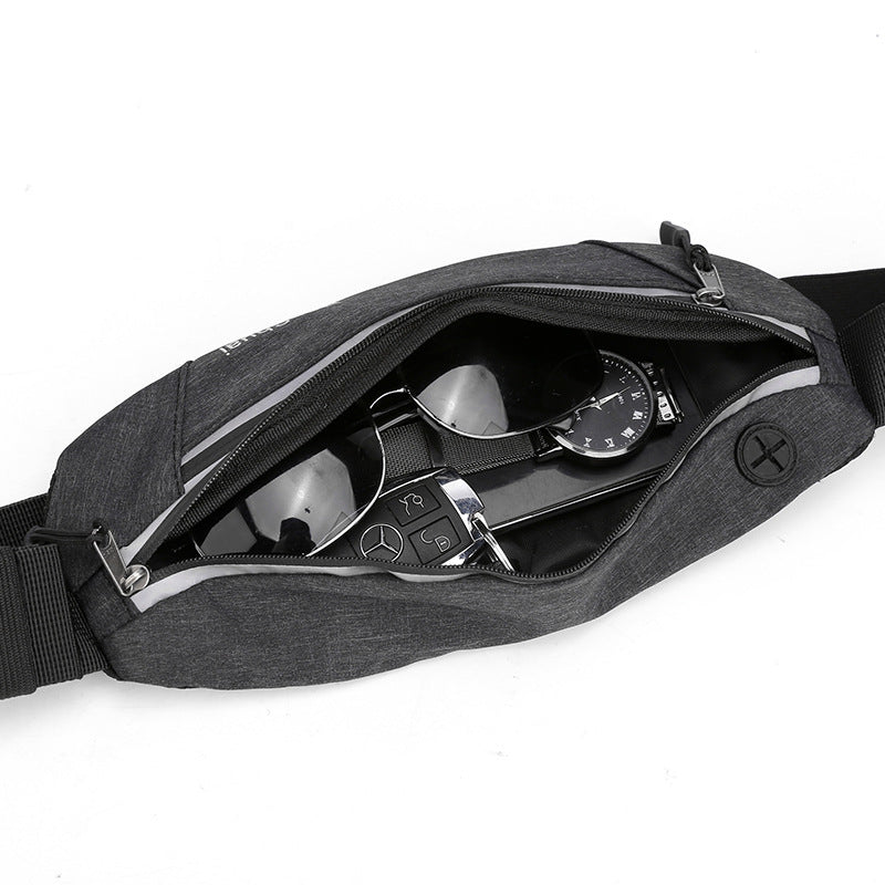 Sleek black running belt bag with secure zipper pocket for smartphone and keys — view 2