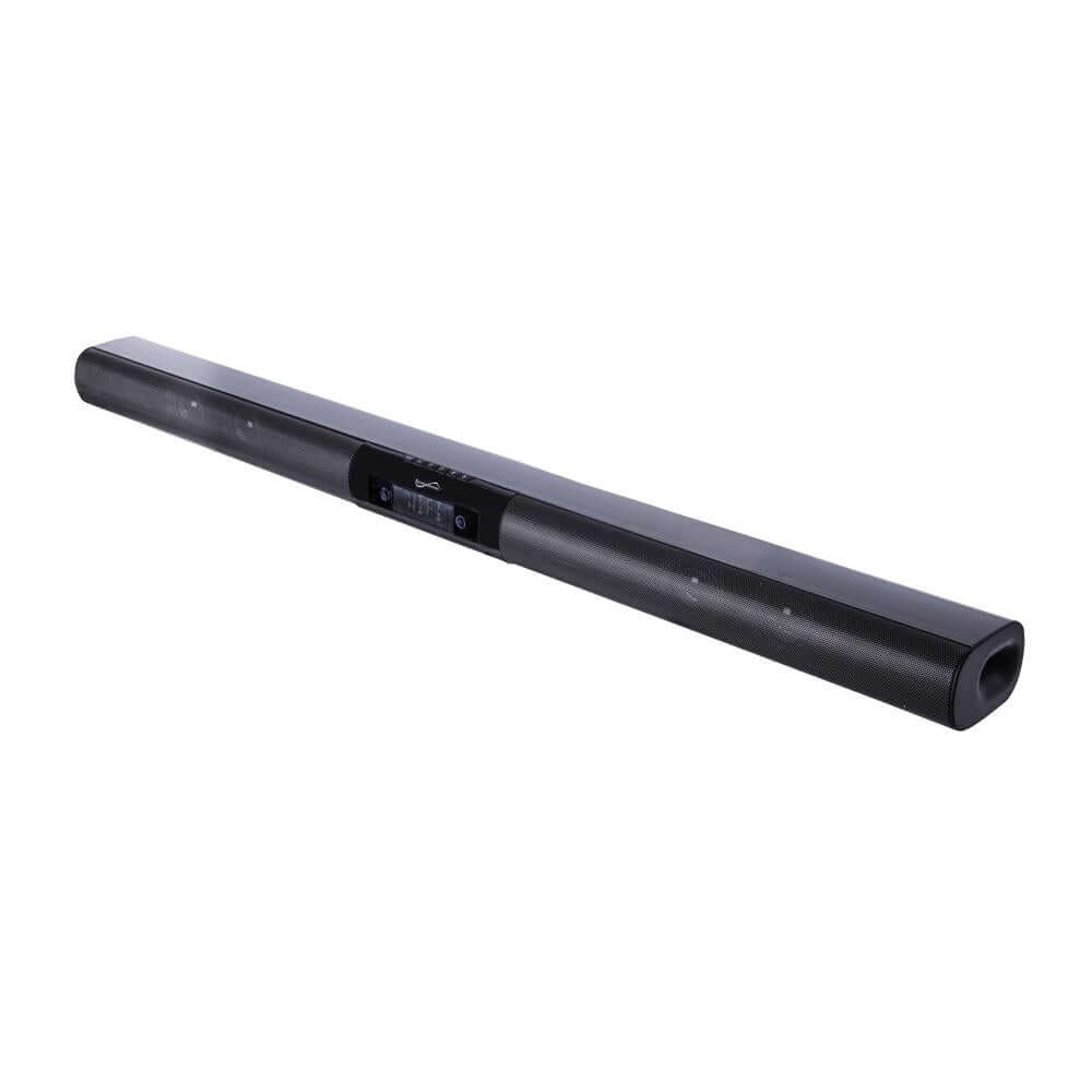 37-Inch Smart Soundbar system in black with metal speaker grill and digital LCD display