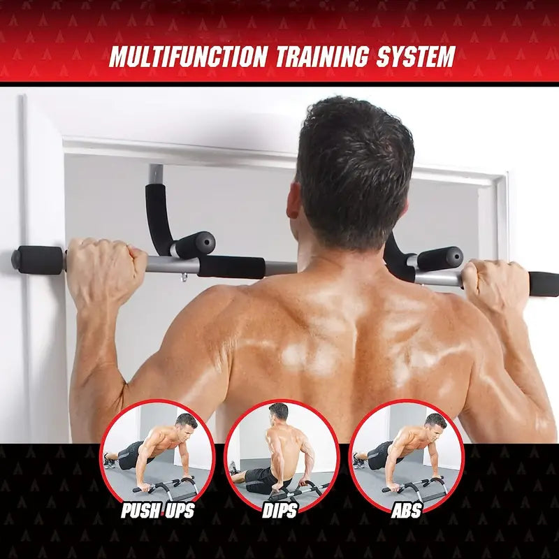 Portable iron doorway pull up bar set configured for upper body strength and grip training — view 4
