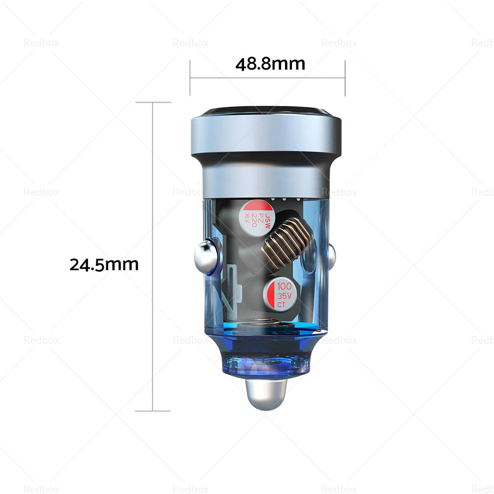 Ultra-compact 54W dual port USB-C and USB-A aluminum car charger adapter — view 4
