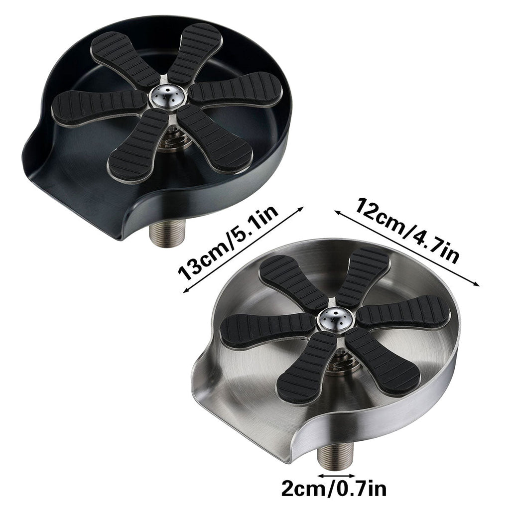 Stainless steel automatic glass rinser sink attachment with cup and water spray — view 3