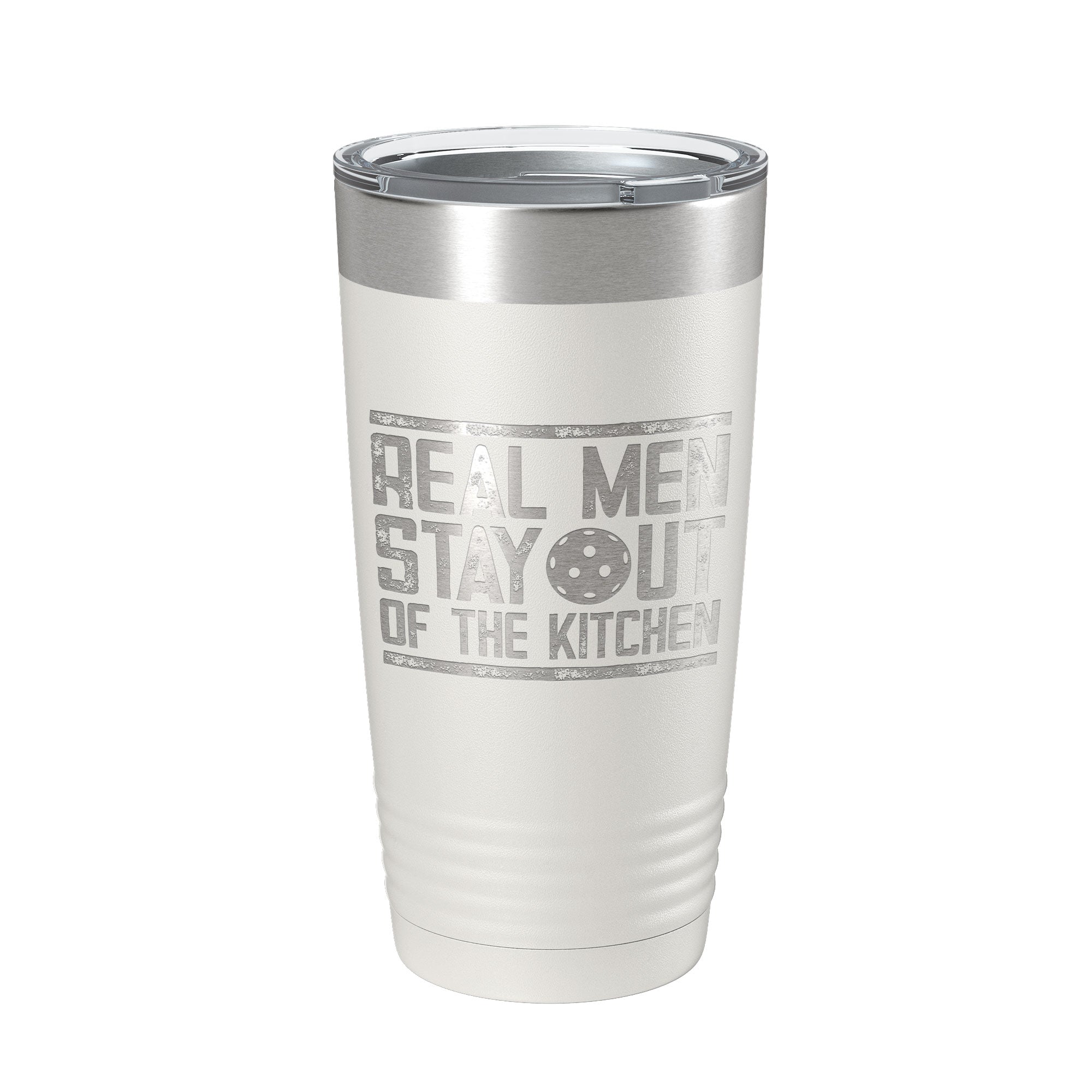 Funny 20 oz insulated stainless steel pickleball tumbler with clear lid and laser engraved text — view 2