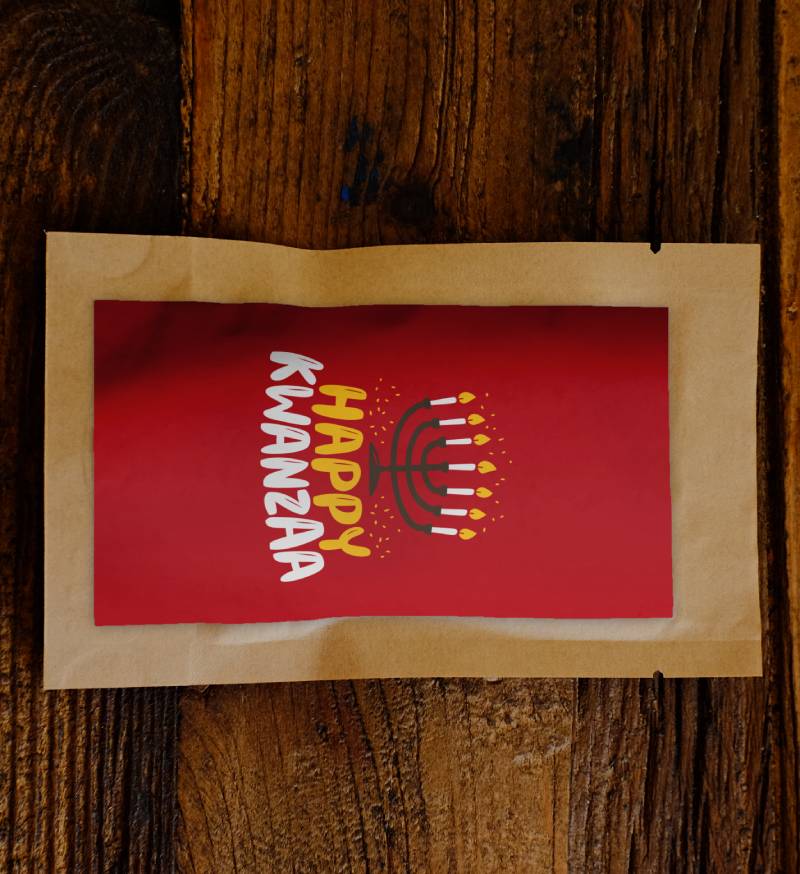 Happy Kwanzaa candles design tree growing kit in a compact eco-friendly planter pot — view 3