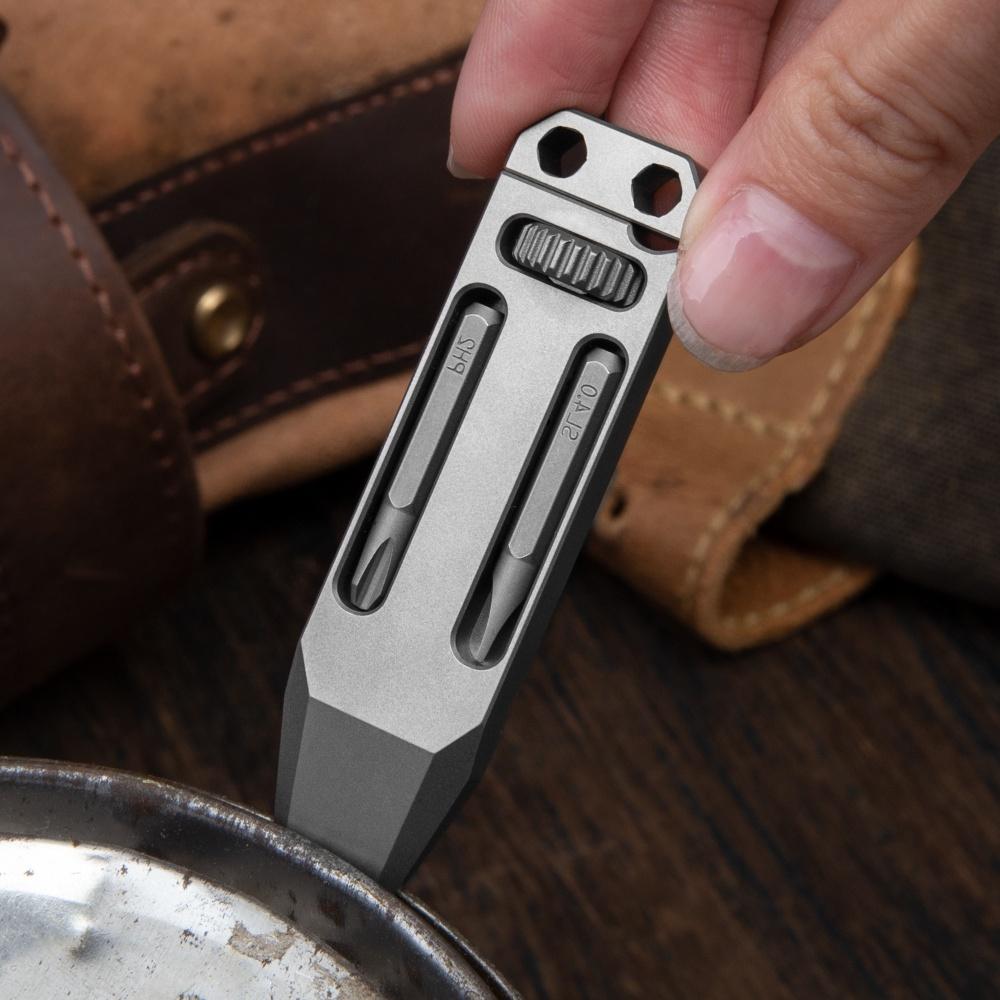Titanium alloy telescopic multitool with wrench crowbar and screwdriver bits for everyday outdoor carry — view 4