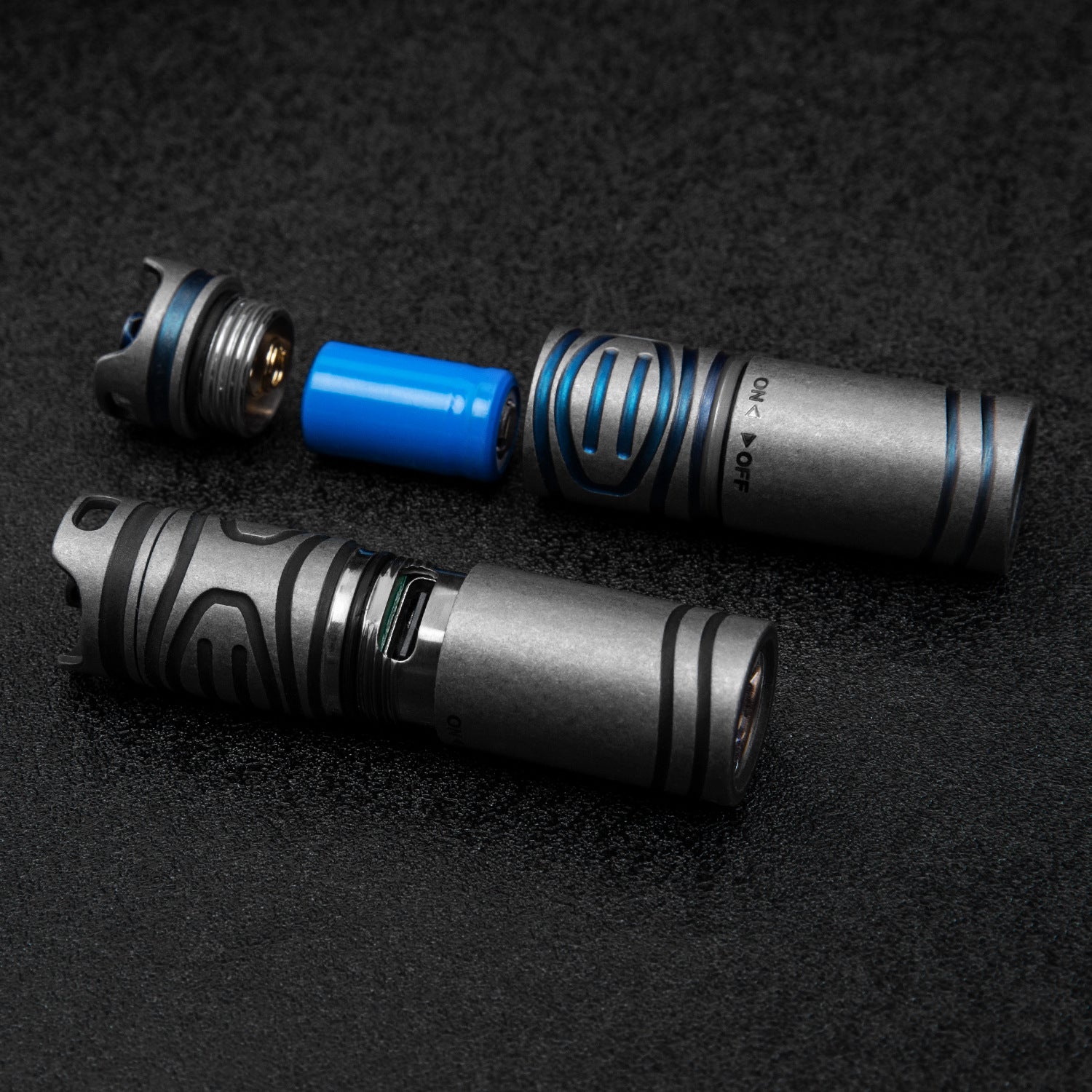 Titanium EDC flashlight, compact silver handheld LED torch for outdoor camping and everyday carry. — view 4