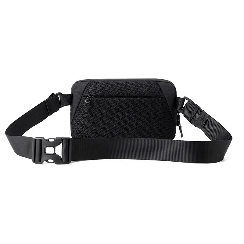 Sleek black fanny pack waist bag in durable nylon with multiple zippered compartments and adjustable strap — view 3