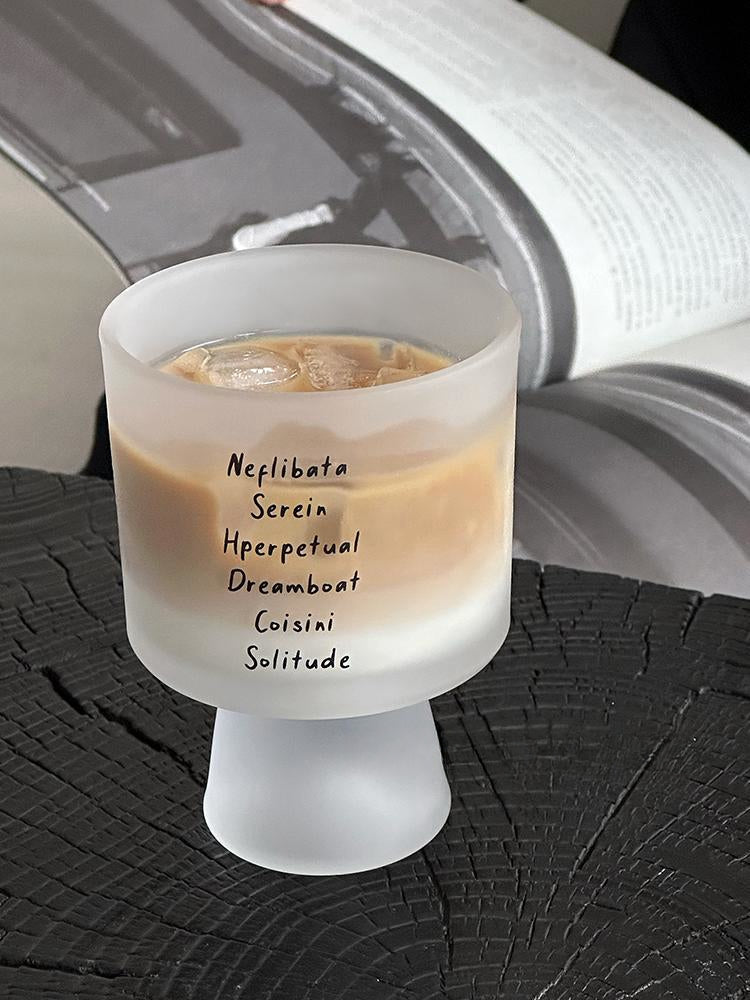Letters glass coffee cup with sleek typography, 230ml clear minimalist mug for hot and cold beverages — view 5