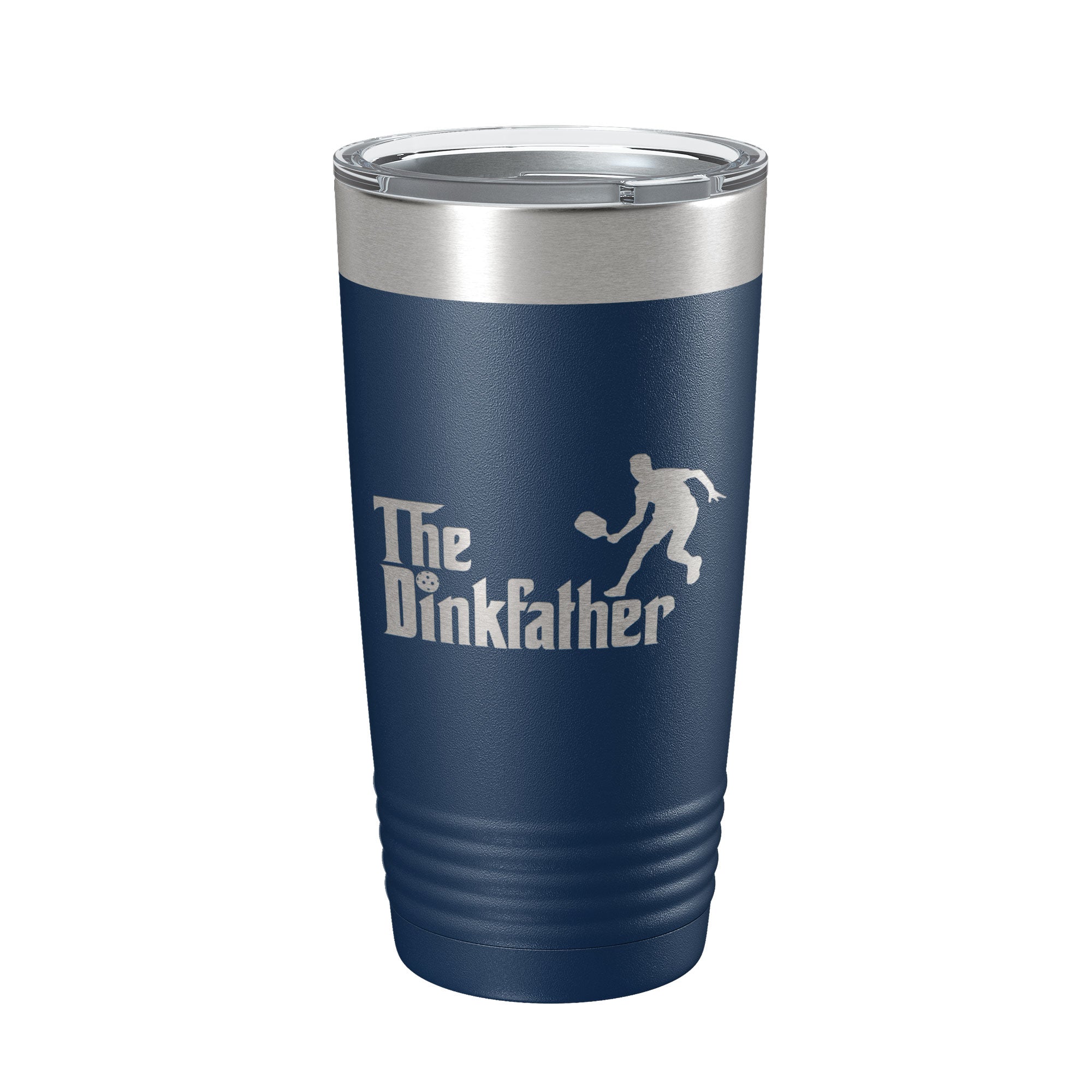 The Dinkfather funny 20oz insulated pickleball travel tumbler made of stainless steel with clear lid — view 3
