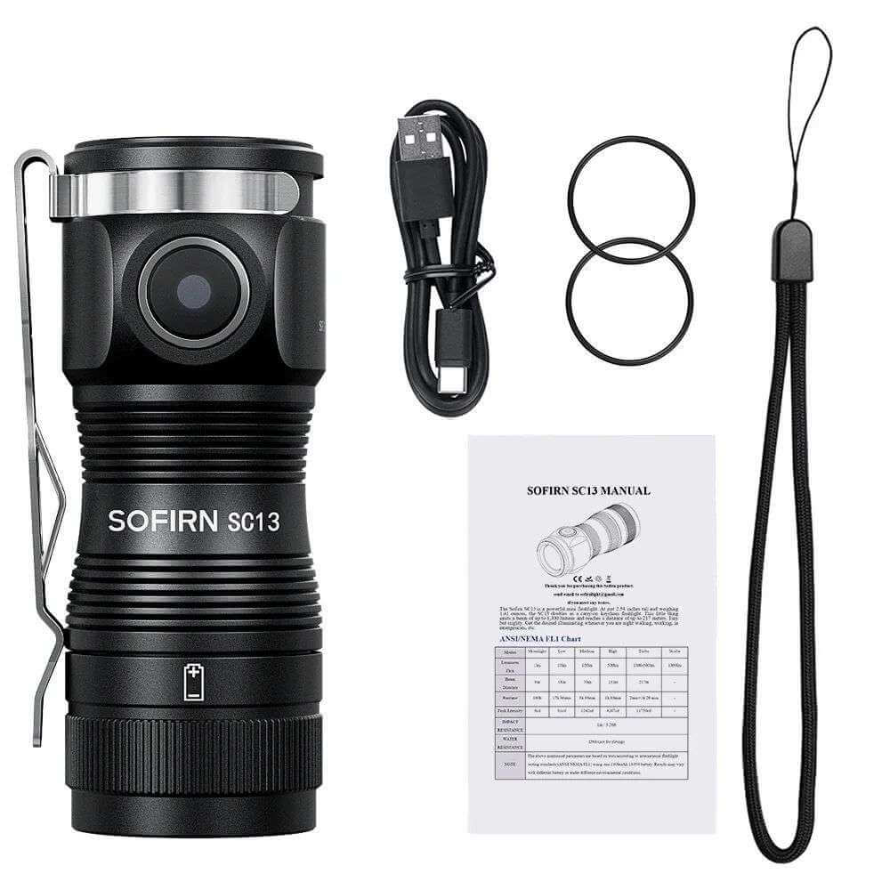 SC13 Mini EDC Flashlight in black aluminum alloy, compact size for everyday carry and keychain use — view 5