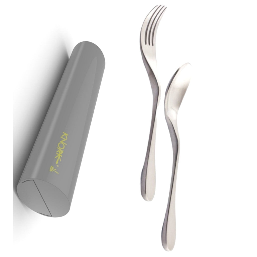 Eco Travel Set, 2 Piece Utensil Plus Case, Silver-0