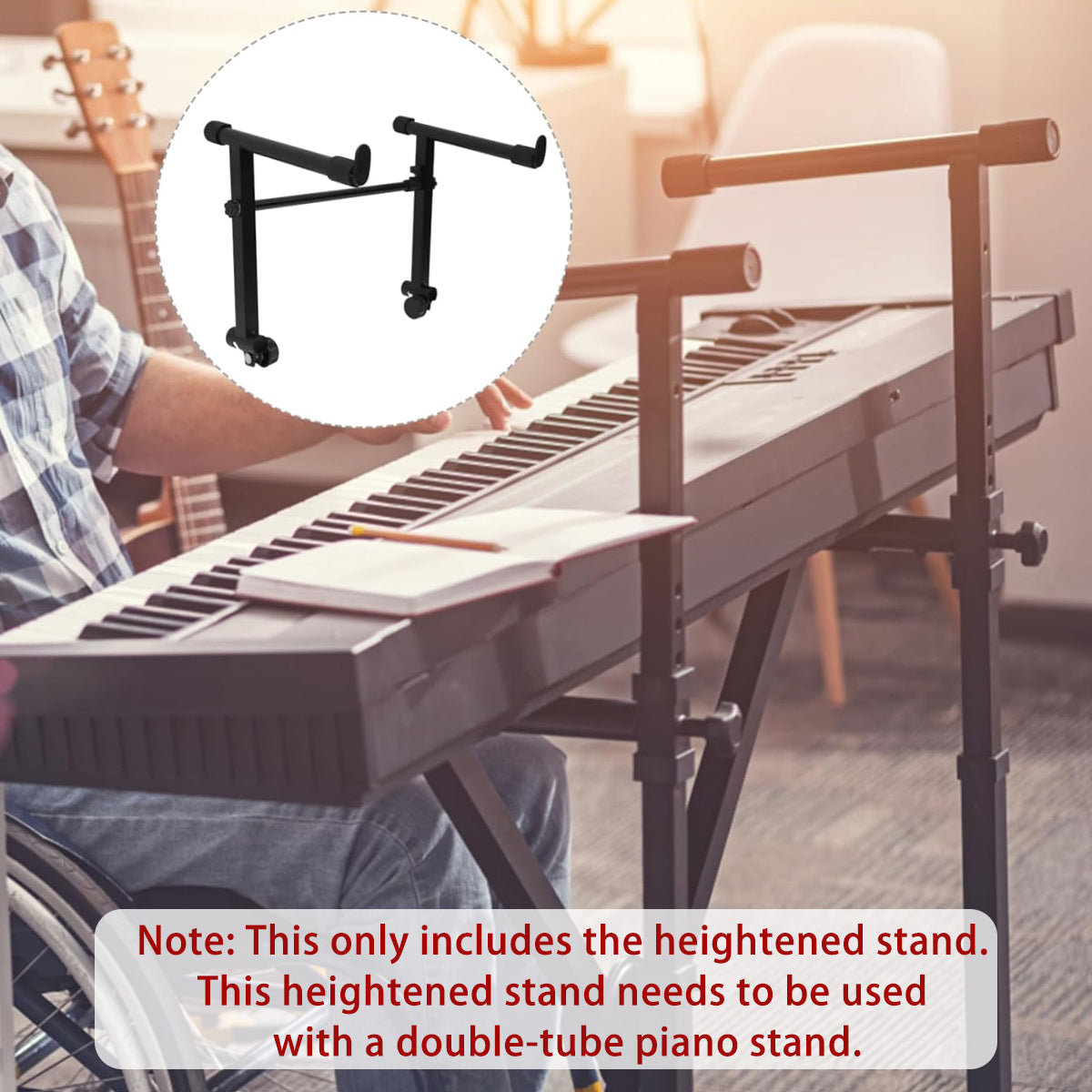 Black adjustable X-frame electronic keyboard stand made of heavy-duty iron for 88-key musical instruments — view 4
